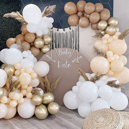 93pcs brown and white latex balloons of the same size are suitable for birthday events and more