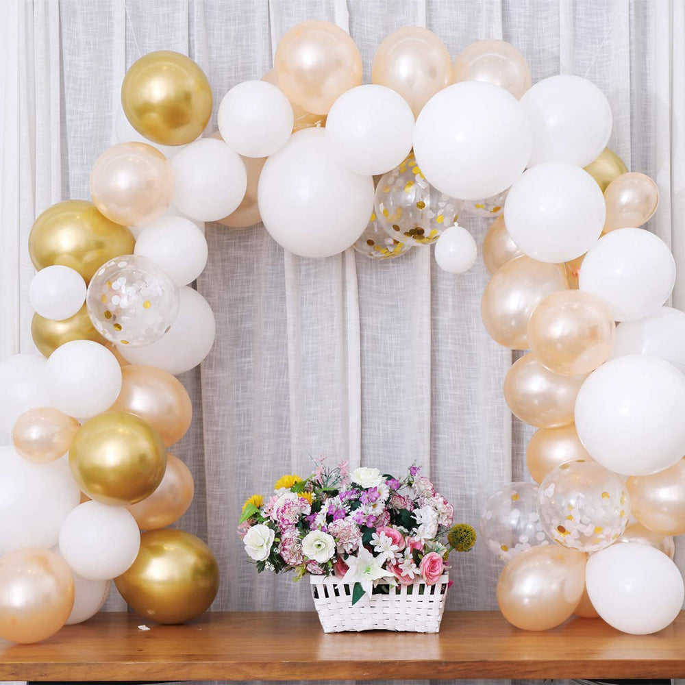 105 different sizes of 12/10/5 inch latex balloons suitable for wedding and graduation party decorations