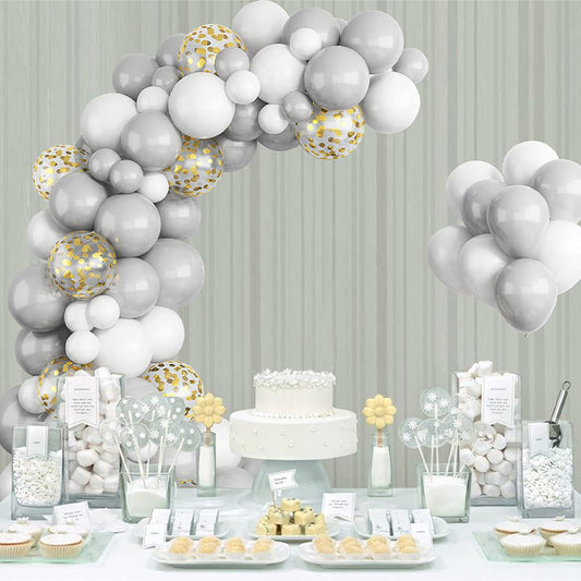 100 different sizes of 12/10/5 inch latex balloons suitable for decoration such as baby showers, birthday parties, etc