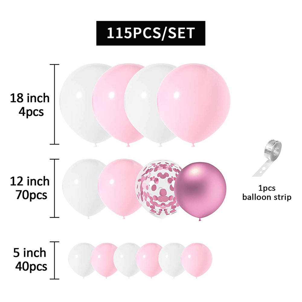 115pcs pink series arch balloons are suitable for various occasions such as weddings, baby parties, etc