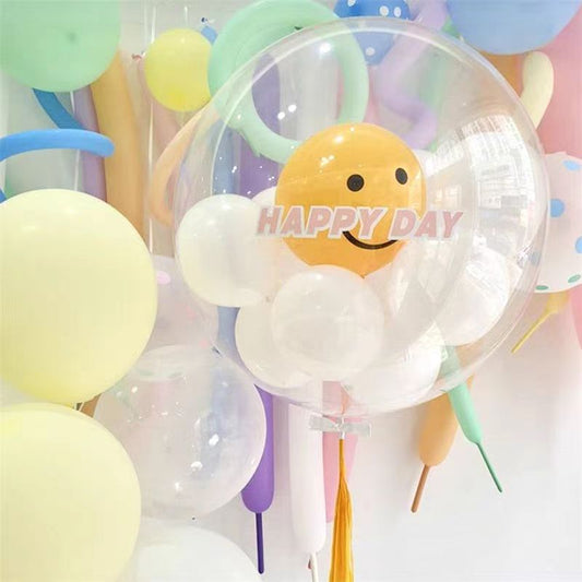 300 set of glowing BOBO balloons, birthday party decorations, transparent and rose colored confetti