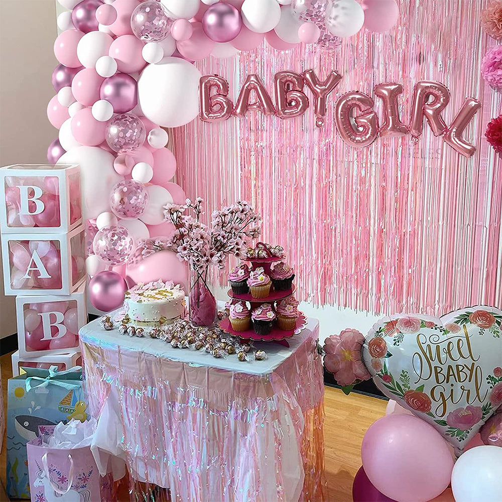 115pcs pink series arch balloons are suitable for various occasions such as weddings, baby parties, etc