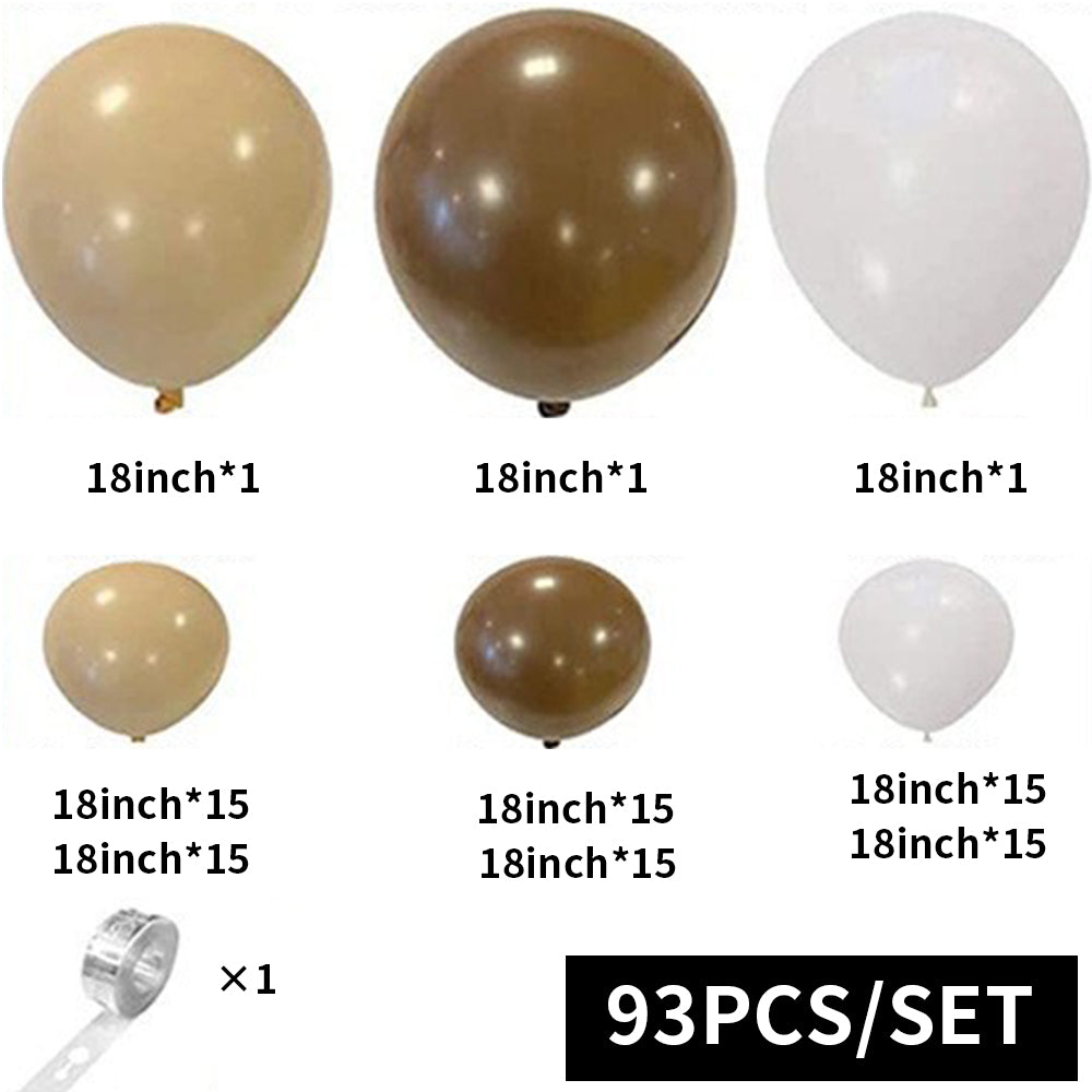 93pcs brown and white latex balloons of the same size are suitable for birthday events and more