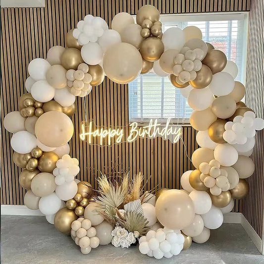 184pcs Latex balloon set gold element party