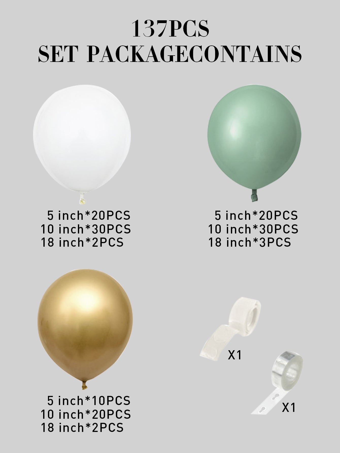 137pcs set latex balloon for Wedding Party