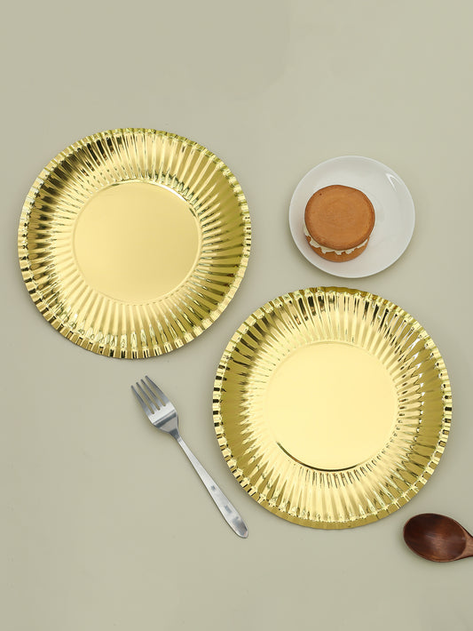 100pcs gold disposable plates suitable for weddings and holiday gatherings