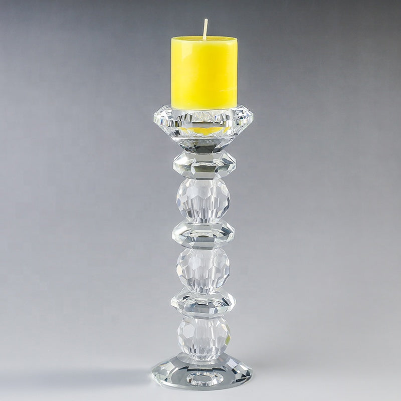 1pcs transparent crystal glass candlestick, high column candlestick, home decoration, desktop decoration, room decoration, wedding decoration, aromatherapy gift, Hanukkah wide band decoration