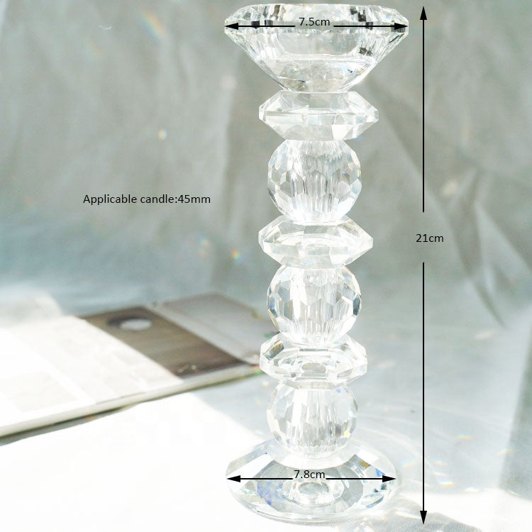 1pcs transparent crystal glass candlestick, high column candlestick, home decoration, desktop decoration, room decoration, wedding decoration, aromatherapy gift, Hanukkah wide band decoration