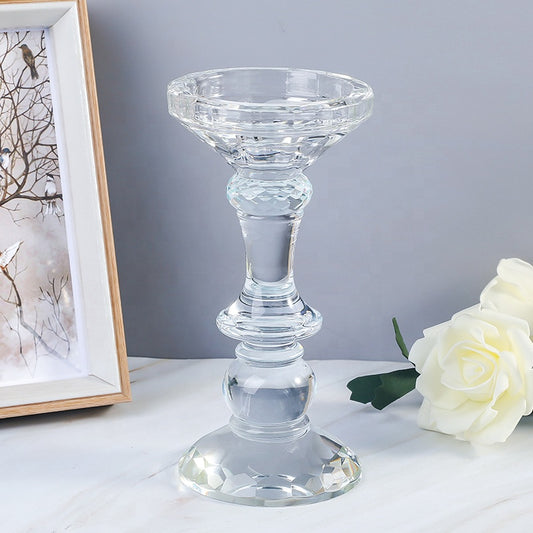 1pcs simple glass candlestick, household long rod candlestick, wedding coffee table aromatherapy candlestick, creative home decoration, dating Valentine's Day table candle base